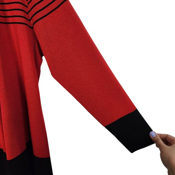 MISOOK Sweater Womens Small Red Black Open Cardigan Acrylic Exclusively Misook - Picture 4 of 7